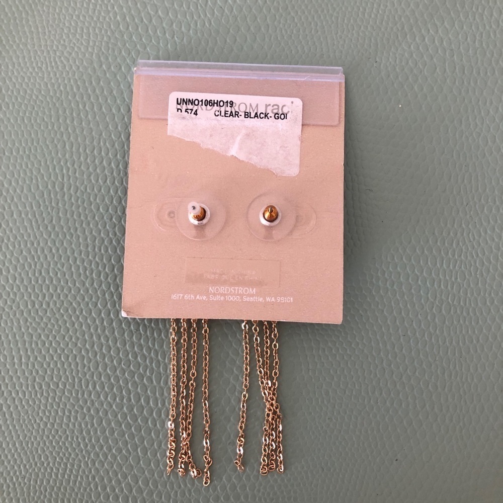 14th & Union Clear-Black-Gold long earrings - NEW - Picture 2 of 8